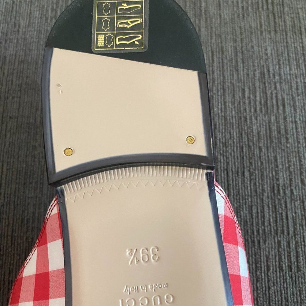 Gucci Women Red & White Gingham Plaid Check Slide Loafer Mule Slipper Si… - Picture 9 of 9